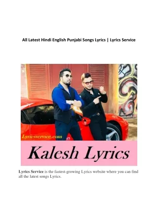 All Latest Hindi English Punjabi Songs Lyrics | Lyrics Service