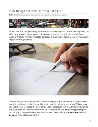 how to sign over the title to a used car