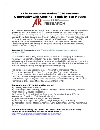 ai in automotive market 2020 business opportunity