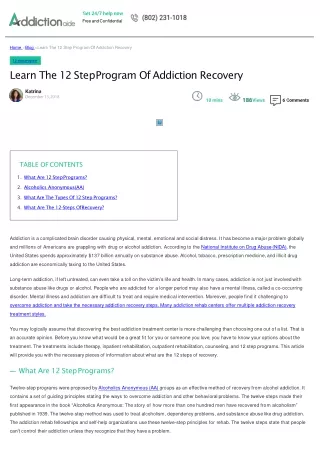 Learn the 12 Step program of addiction recovery