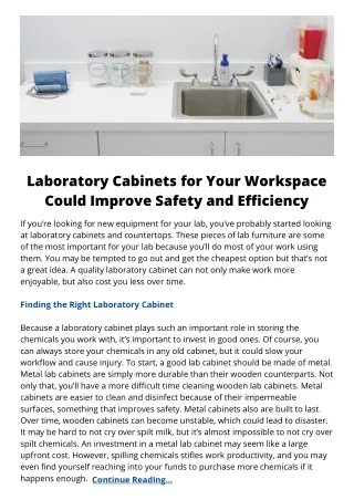 Laboratory Cabinets for Your Workspace Could Improve Safety and Efficiency