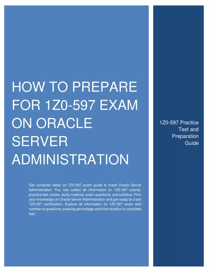 how to prepare for 1z0 597 exam on oracle server