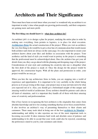 architects and their significance