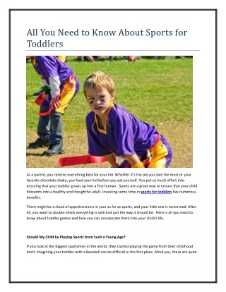 All You Need to Know About Sports for Toddlers