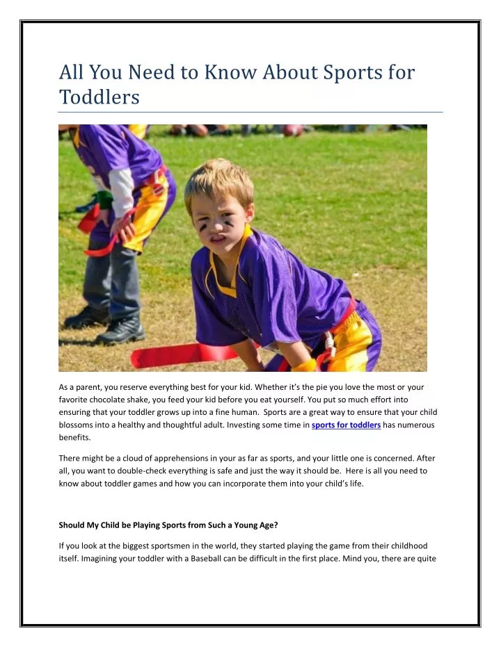 all you need to know about sports for toddlers