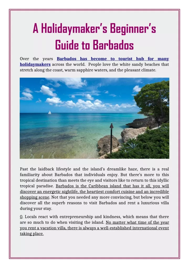 a holidaymaker s beginner s guide to barbados