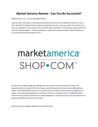 market america review can you be successful