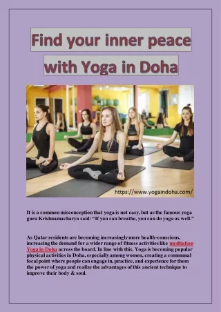 YOGA For Inner Peace | Meditation Yoga in DOHA