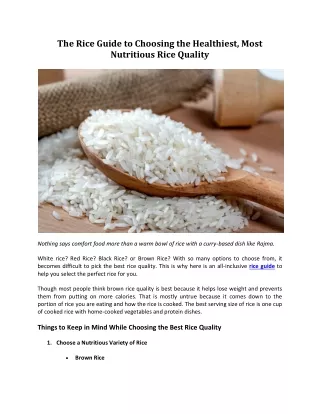 The Rice Guide to Choosing the Healthiest, Most Nutritious Rice Quality