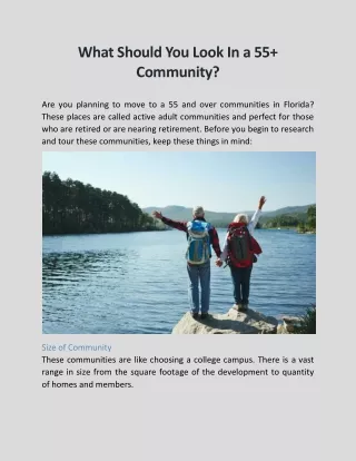 what should you look in a 55 community