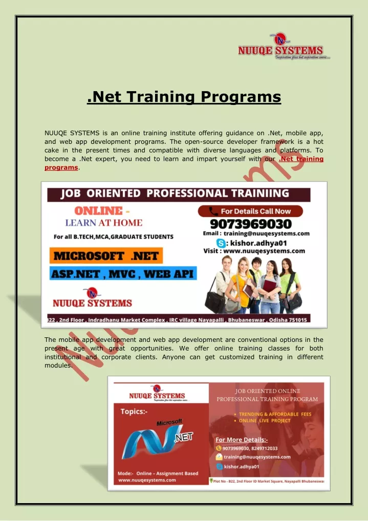 net training programs