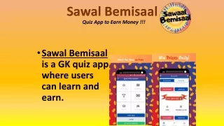 Sawal Bemisaal : an app to Play Quiz and Earn Money Online