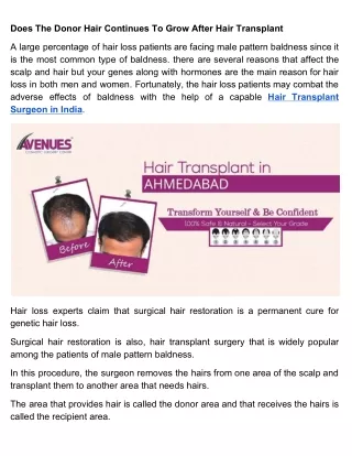 How Does The Donor’s Hair Grow After Hair Transplant?