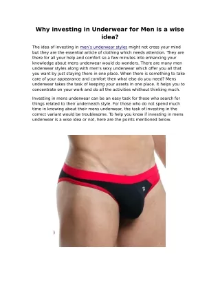 why investing in underwear for men is a wise idea