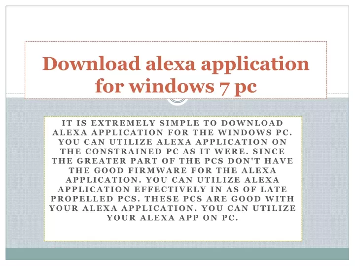 download alexa application for windows 7 pc