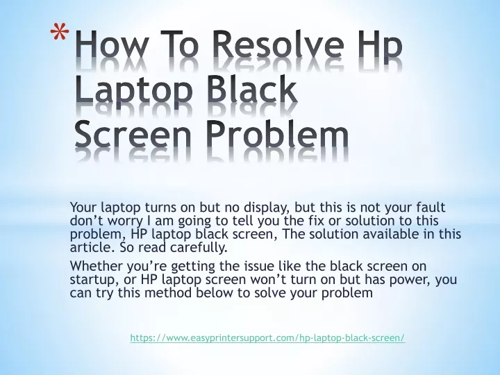 how to resolve hp laptop black screen problem