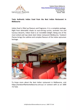 Taste Authentic Indian Food from the Best Indian Restaurant in Melbourne