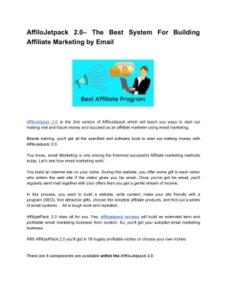 AffiloJetpack 2.0– The Best System For Building Affiliate Marketing by Email