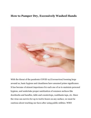 How to Pamper Dry, Excessively Washed Hands