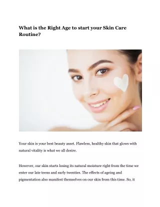 What is the Right Age to start your Skin Care Routine?
