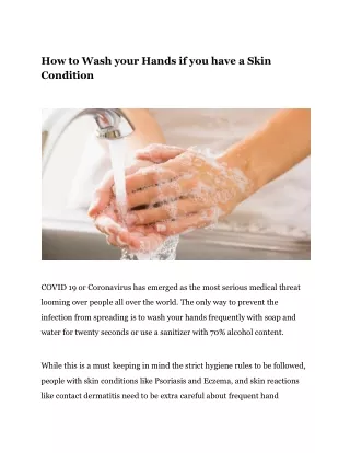 How to Wash your Hands if you have a Skin Condition
