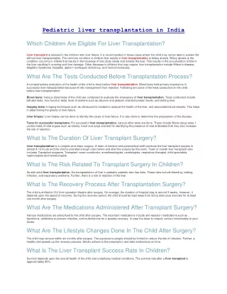 Pediatric liver transplantation in India