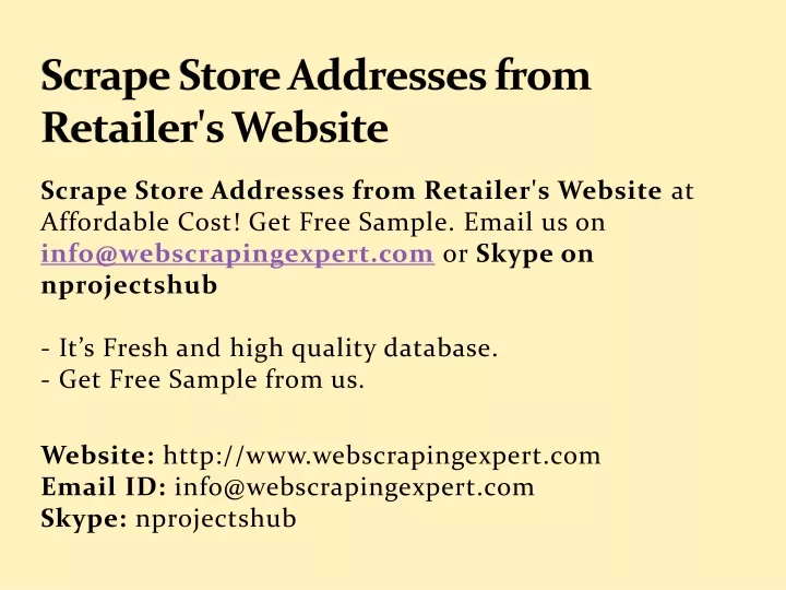 scrape store addresses from retailer s website