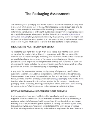 The Packaging Assessment