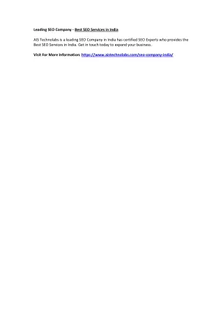 leading seo company best seo services in india