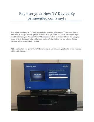Register your New TV Device By primevideo.com/mytv