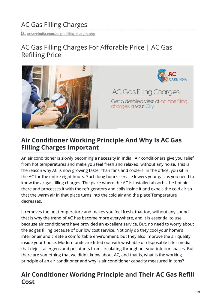 ac gas filling charges