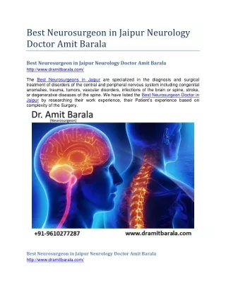 Best Neurosurgeon in Jaipur Neurology Doctor Amit Barala