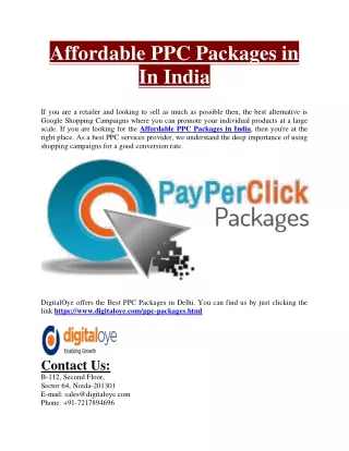 affordable ppc packages in in india