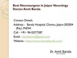 Best Neurosurgeon in Jaipur Neurology Doctor Amit Barala