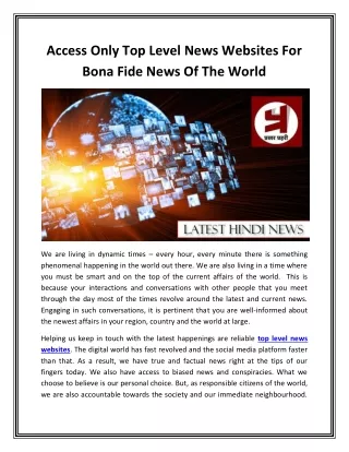 Access Only Top Level News Websites For Bona Fide News Of The World