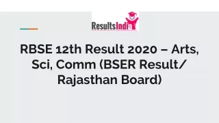 RBSE 12th Result 2020 – Arts, Sci, Comm (BSER Result/ Rajasthan Board)