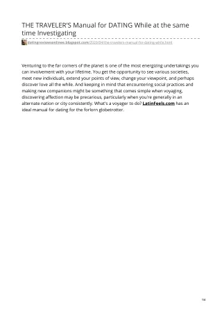 the traveler s manual for dating while