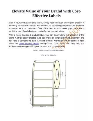 elevate value of your brand with cost effective