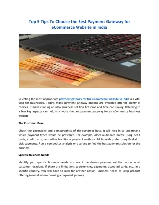 Top 5 Tips To Choose the Best Payment Gateway for eCommerce Website in India