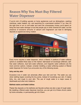 reason why you must buy filtered water dispenser