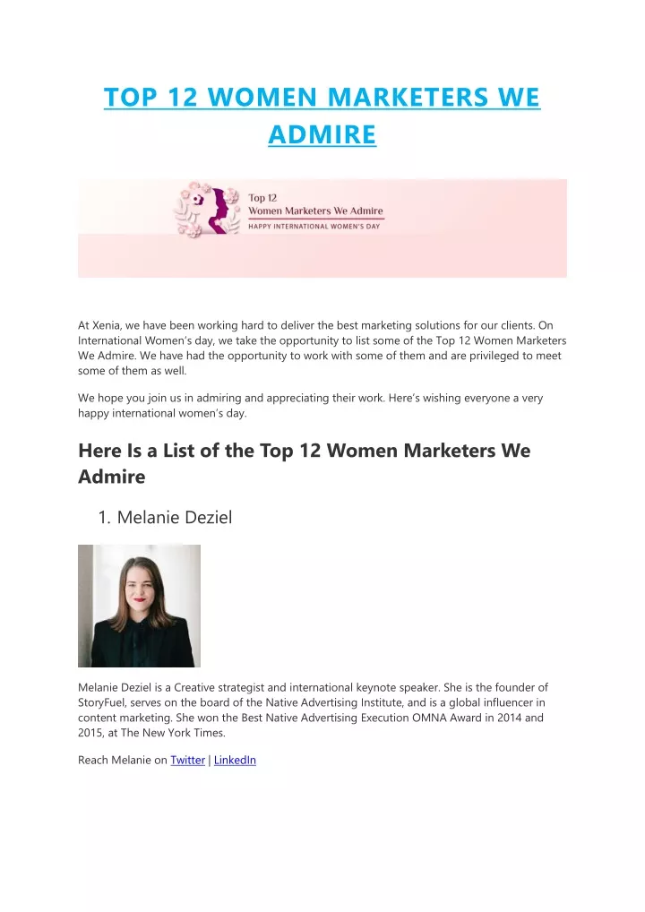 top 12 women marketers we admire