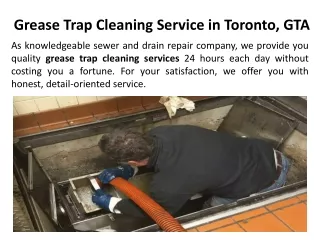 Grease Trap Cleaning Service in Toronto, GTA