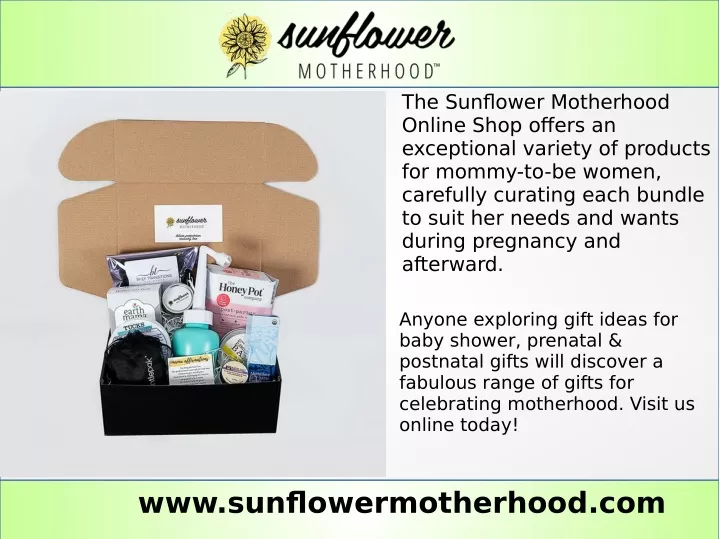 the sunflower motherhood online shop offers