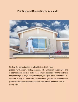 Painting and Decorating In Adelaide