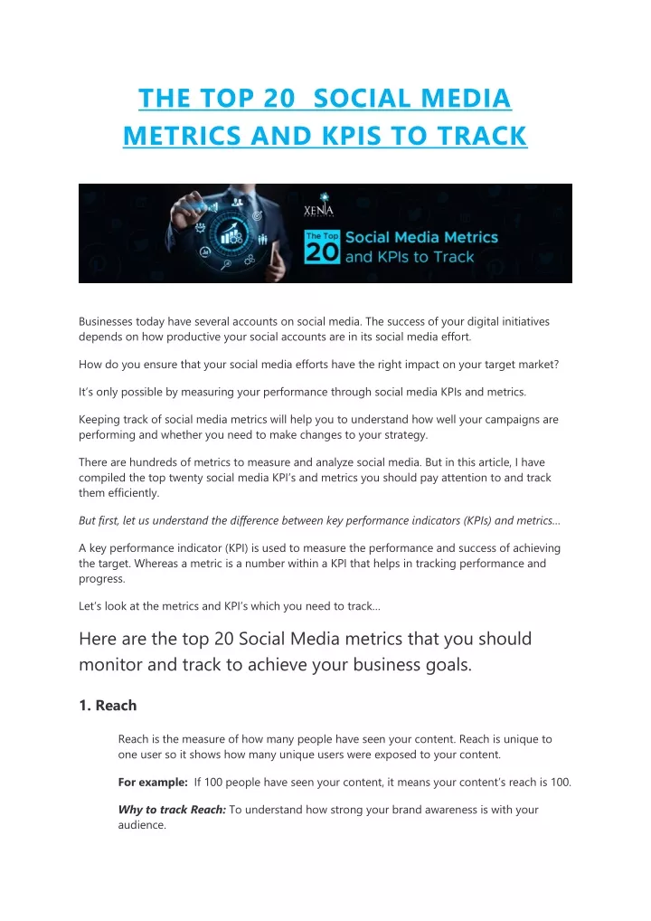the top 20 social media metrics and kpis to track