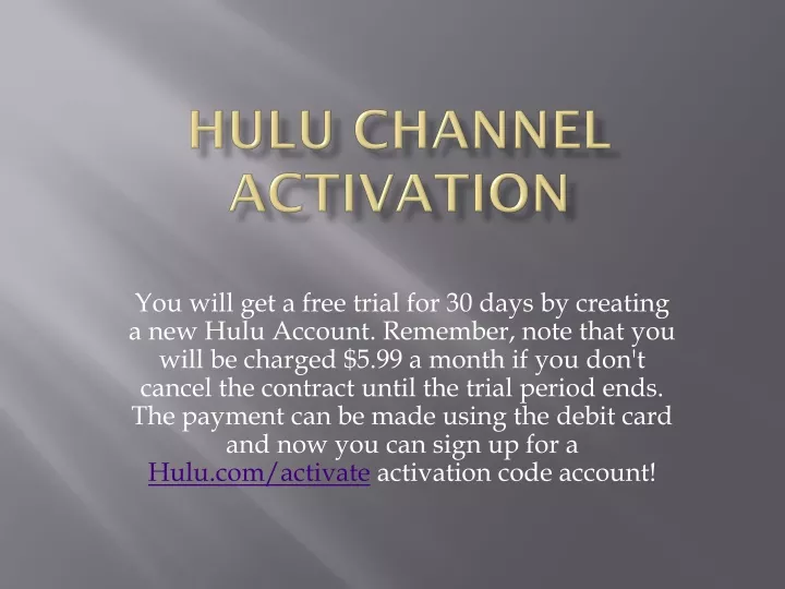 hulu channel activation