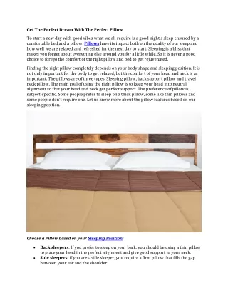 get the perfect dream with the perfect pillow