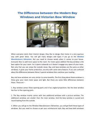 The Difference between the Modern Bay Windows and Victorian Bow Window
