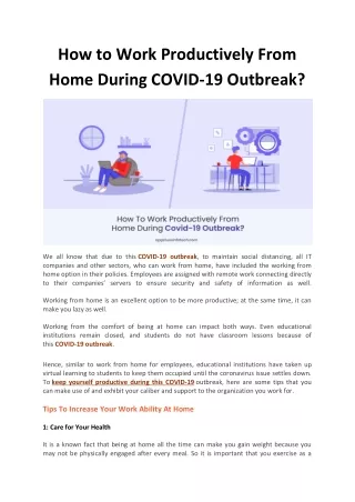 How to Work Productively From Home During COVID-19 Outbreak?