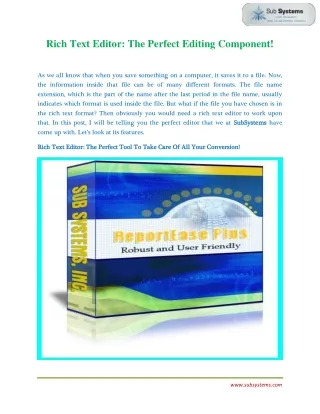 rich text editor the perfect editing component